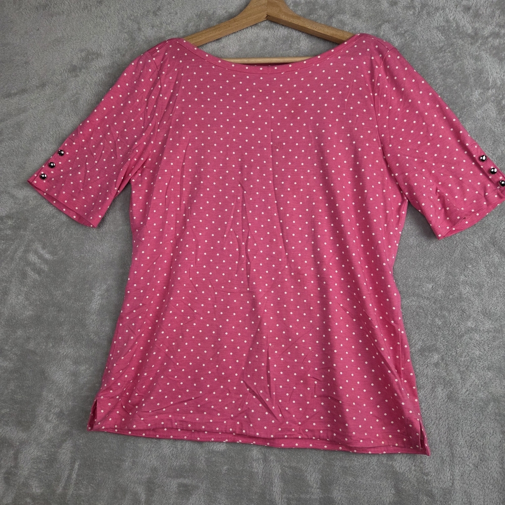 Talbots Pink and White Blouse with Short Sleeves
